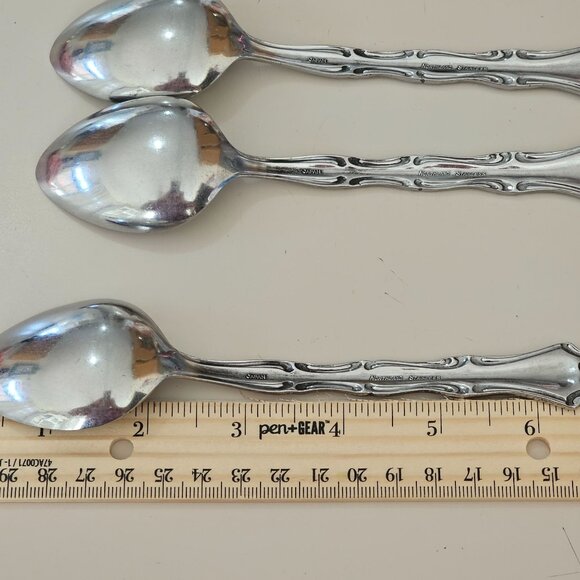 3 Northland model Soup Spoons inches stainless 90s vtg Baroque pierced floral in - Picture 7 of 11